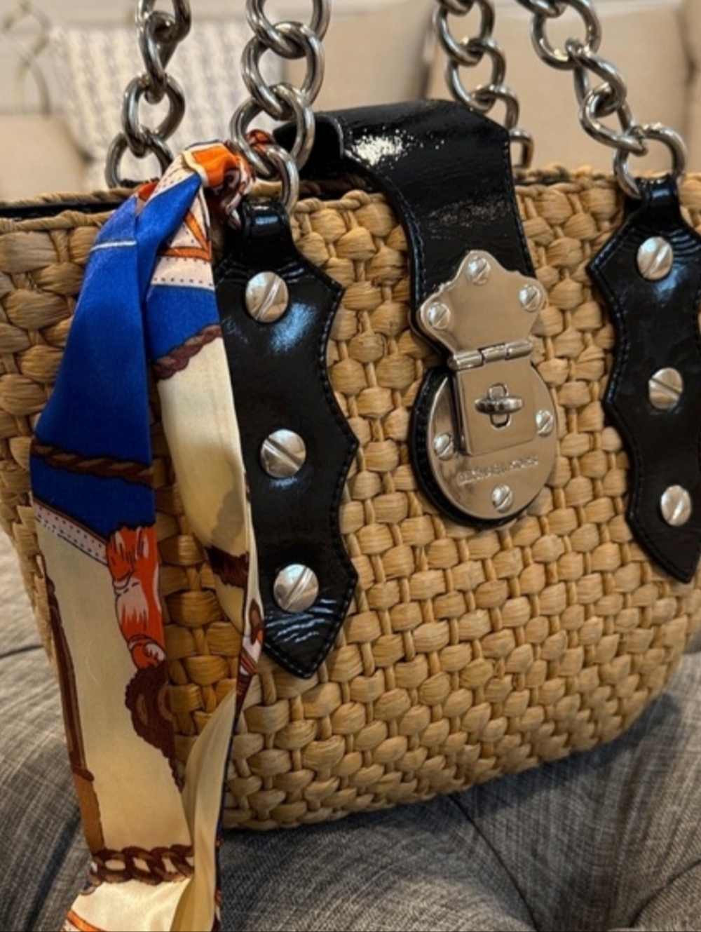 Michael Kors Santorini Natural Straw Tote - Picture 2 of 16